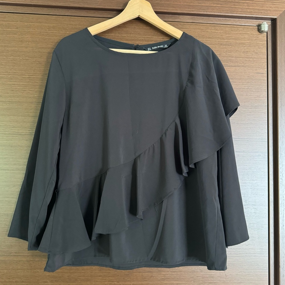 Zara Frilled Black Blouse